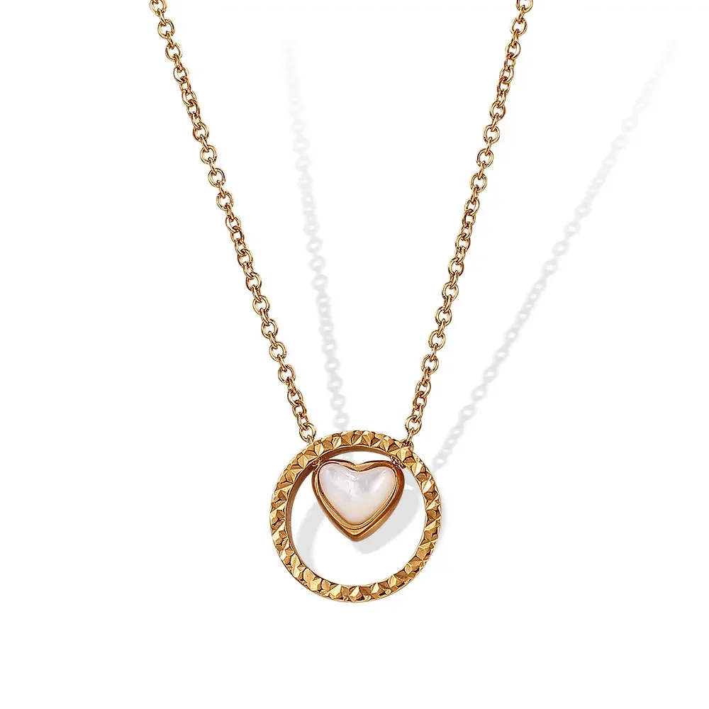 Heart Stainless Steel Waterproof Gold Color Pendant Necklaces h5 