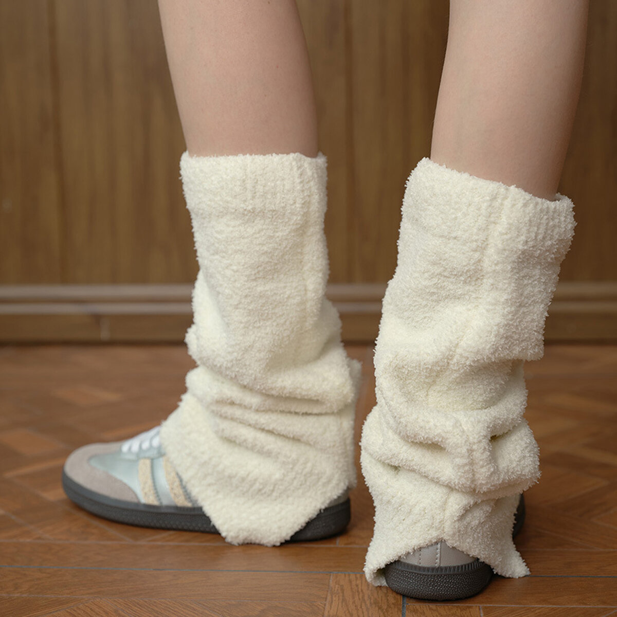 1 Pair Solid Color Knitted Leg Warmers Picture4