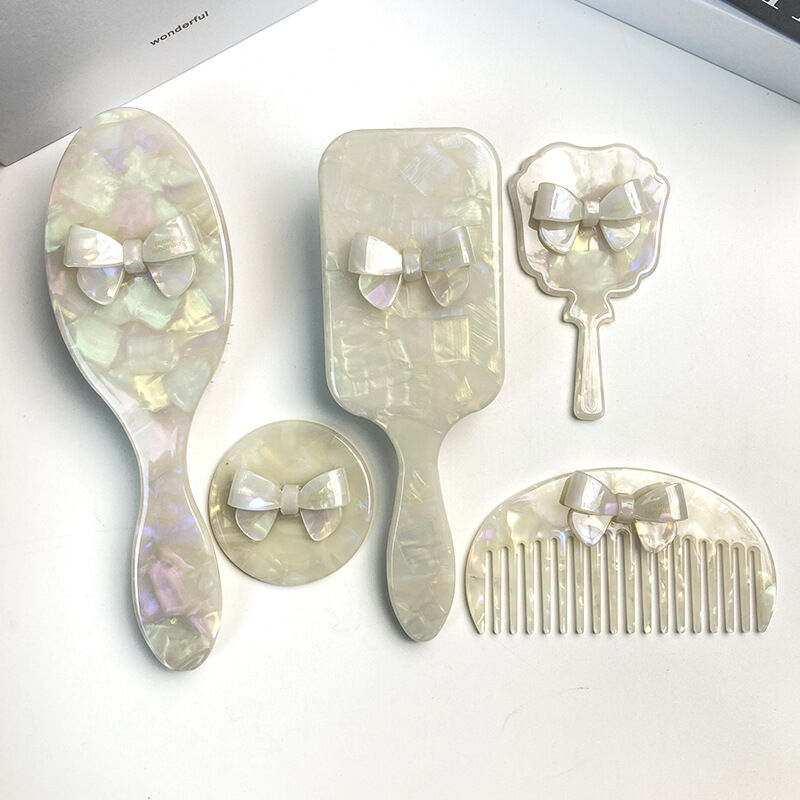 1 Piece Acetate Cushion Hair Brush & Mirror Picture2