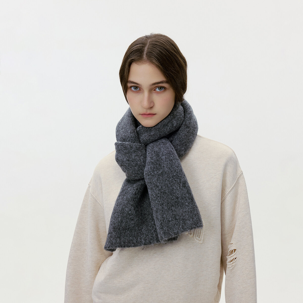 1 Piece Solid Color Rayon & Wool Winter Scarf Picture3