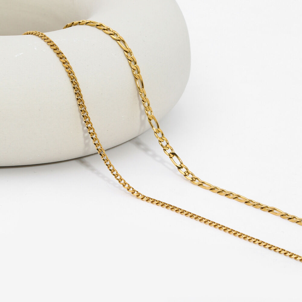 1 Piece Classic Stainless Steel Waterproof Gold Color Chain Necklace h5Picture4