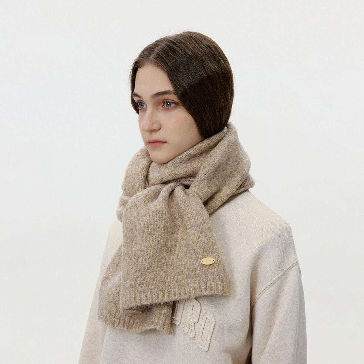 1 Piece Solid Color Rayon & Wool Winter Scarf 2