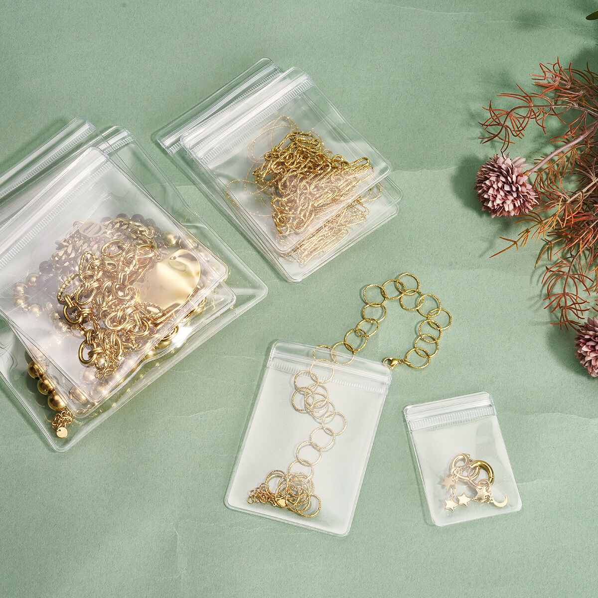 1 Piece PVC Transparent Jewelry Self-sealing Jewelry Bag