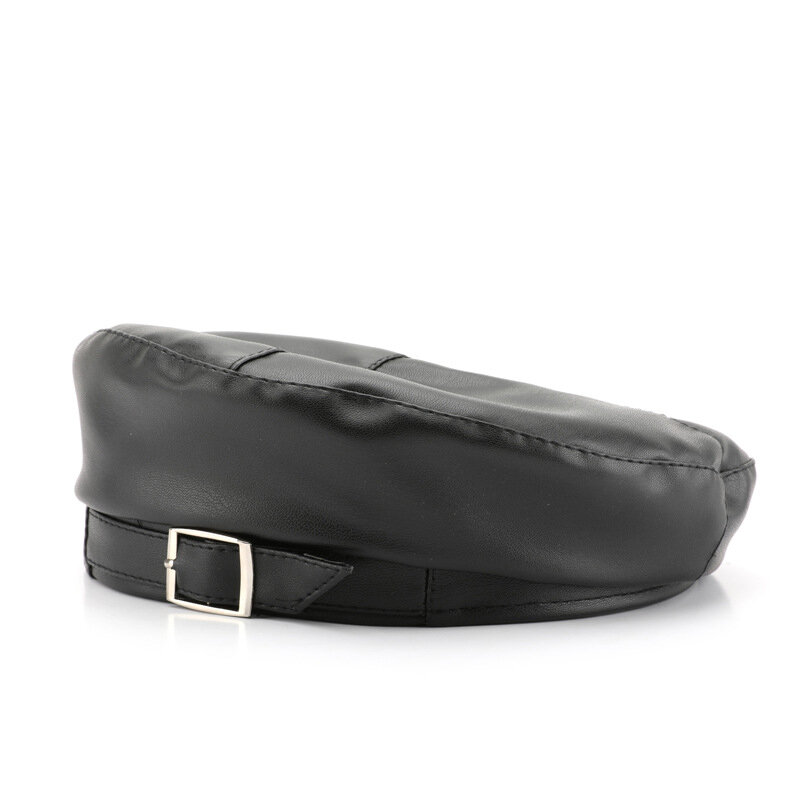 1 Piece Retro Elegant Solid Color PU Beret