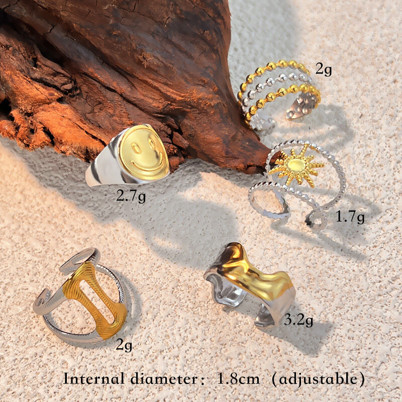 1 Piece Irregular Shape Stainless Steel Waterproof Statement Ring Picture3