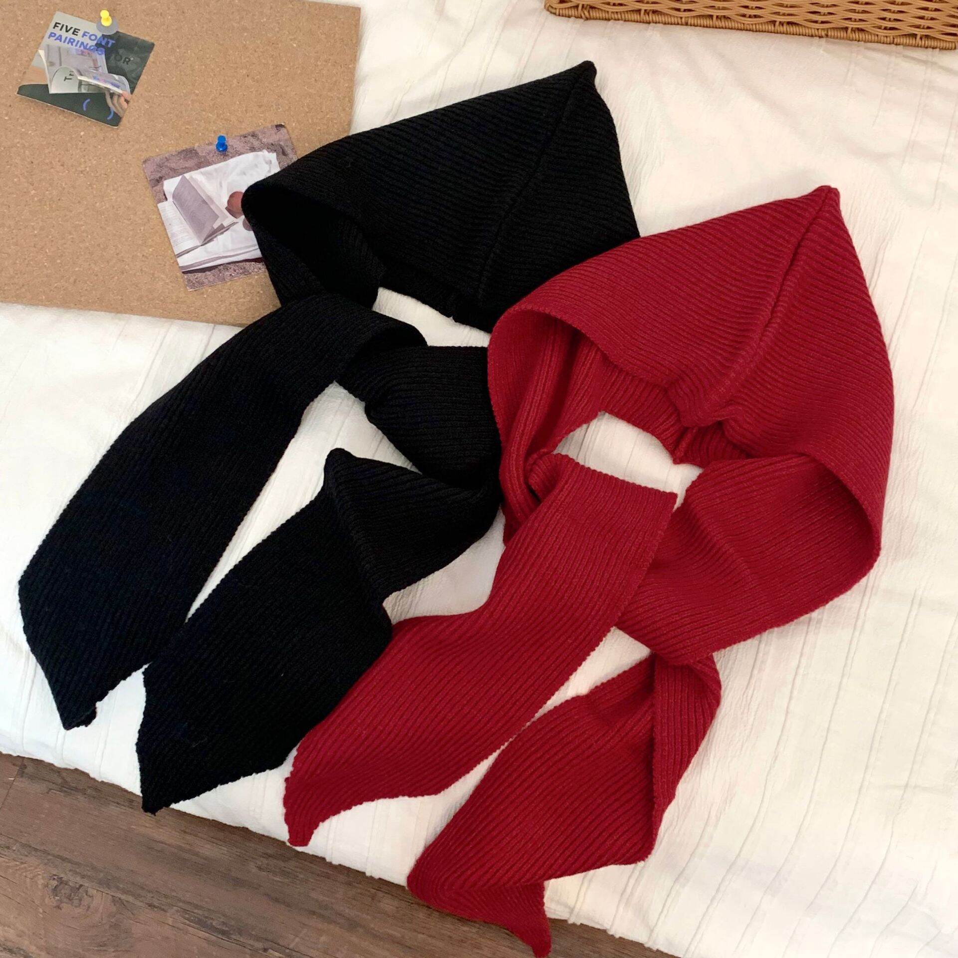 1 Piece Hooded Knit Poncho - Solid Color Cape Shawl Wrap