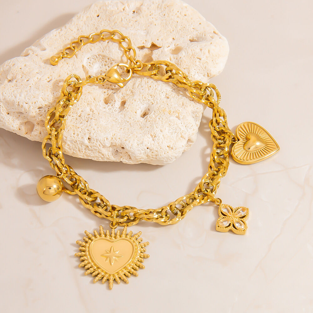 Niedliche, wasserdichte Armbänder mit Anhängern aus Edelstahl in Goldfarbe mit ozeanischem Flair Bild5