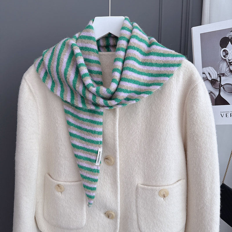 1 Piece Casual Strip Rayon & Wool Shawl 2