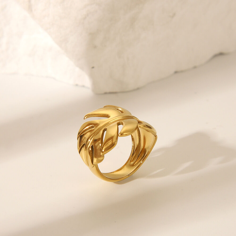 1 stuk waterdichte statement ring van roestvrij staal in goudkleur Afbeelding4