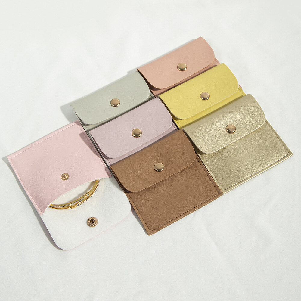 1 Piece Solid Color Soft PU Flip-Top Jewelry Bag h5 Picture3