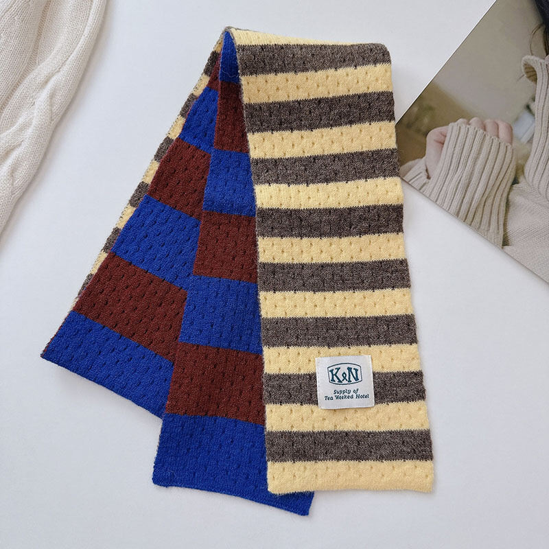 1 Piece Color-blocking Striped Knitted Scarf h5 Picture5