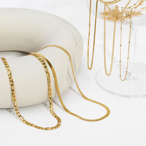 1 Piece Classic Stainless Steel Waterproof Gold Color Chain Necklace h5 Picture2