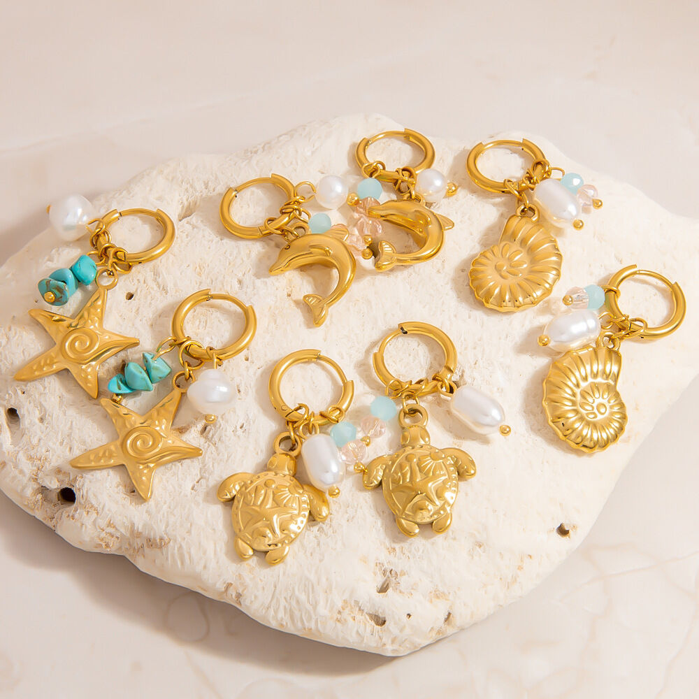 1 Paar wasserdichte Ohrhänger aus Edelstahl in Goldfarbe von Oceanic h5 Bild3