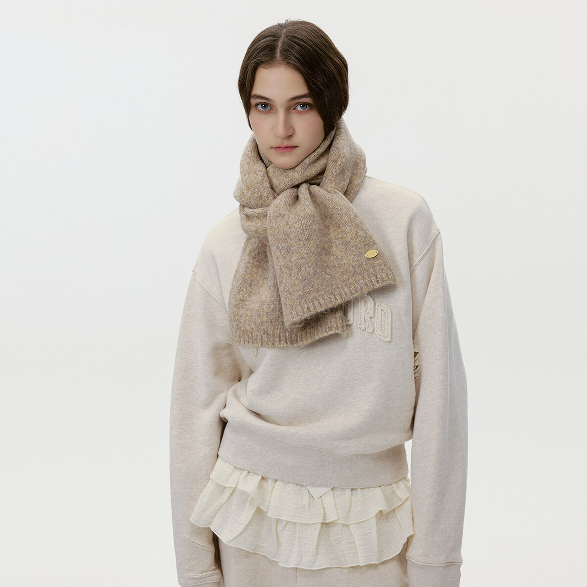 1 Piece Solid Color Rayon & Wool Winter Scarf