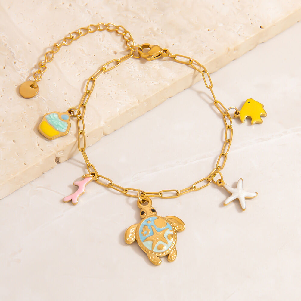 1 Piece Oceanic Stainless Steel Waterproof Gold Color Charm Bracelet h5 Picture3