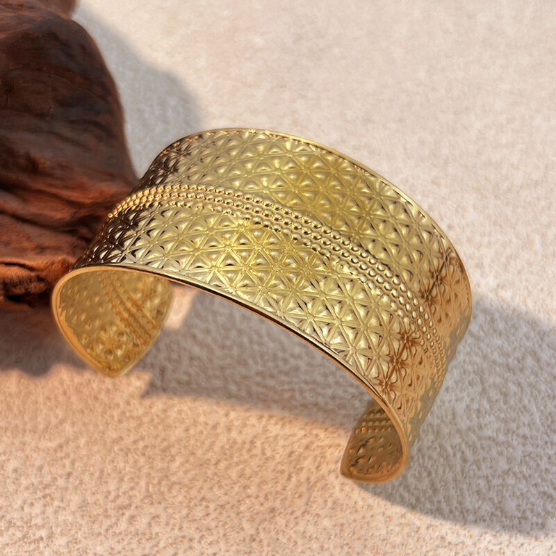 1 Piece Stainless Steel Waterproof Gold Color Cuff Bracelet h5 Picture2