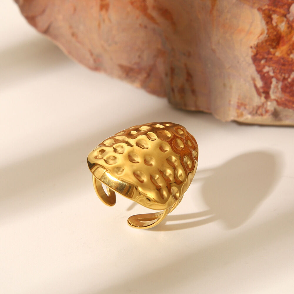 1 Stück wasserdichter, goldfarbener, verstellbarer Edelstahlring h5 Bild3