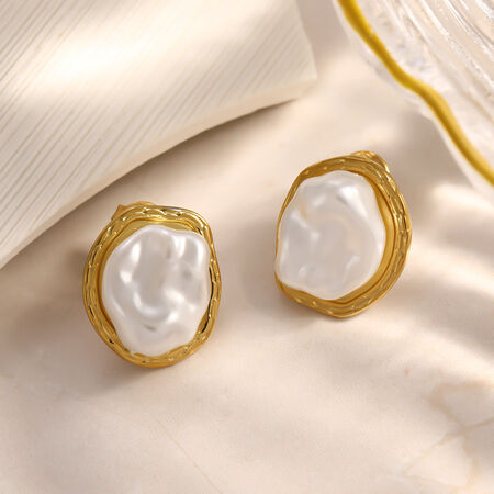 Pendientes de botón para mujer de acero inoxidable, resistentes al agua, con forma irregular y elegante, de la serie Simple.