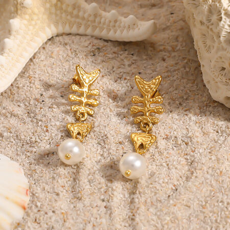 Romantic Series Cute Fish Stainless Steel Waterproof Gold Color Women's Dangle Earrings