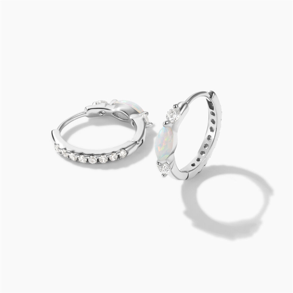 Simple Series Daily Circle S925   Gold Color  Natural Stone Women's 925 Sterling Silver Color Earrings 2