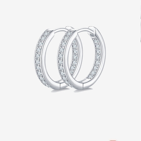 Simple High Elegant Circle S925 Platinum Plating Moissanite Women's Moissanite Earrings