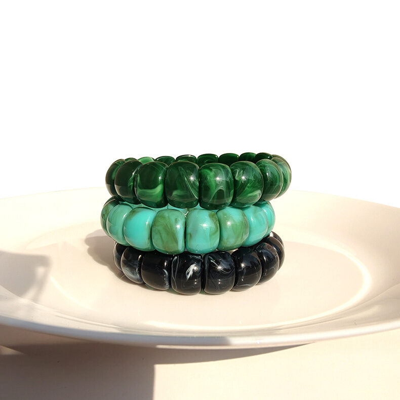 Simple Series Casual Solid Color Leopard Print Mixed Color Acrylic Women's Bangles h5 Picture3
