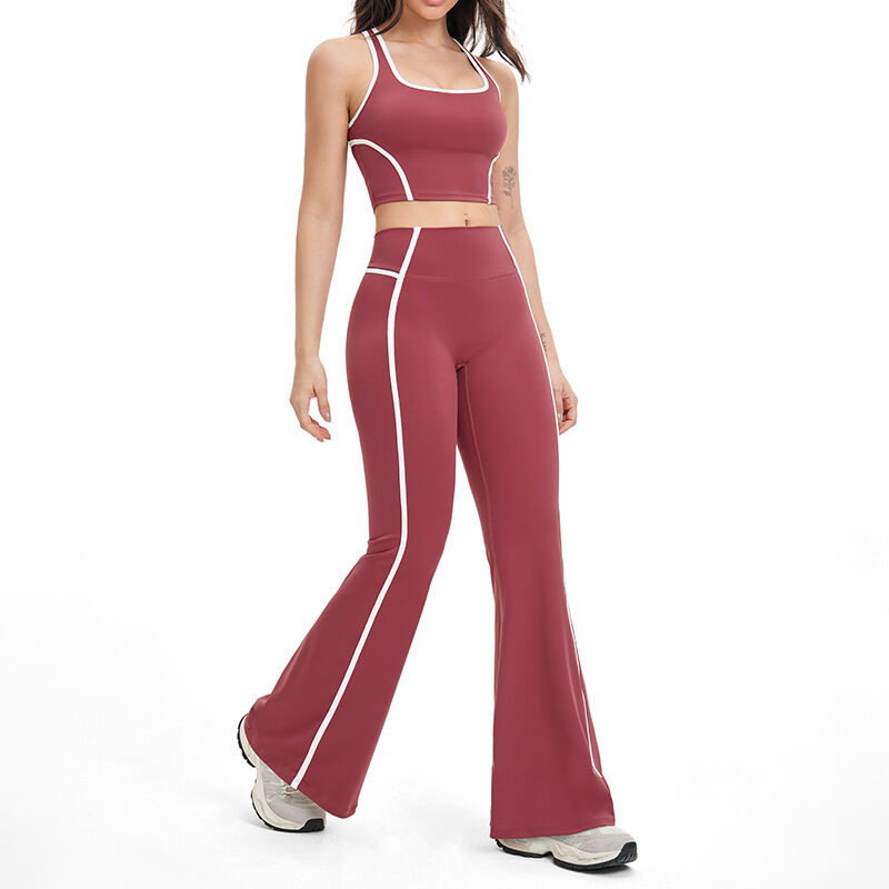 High End Casual White Line Color Contrast and Skin Fitting Athletic Long Pants h5 Picture4
