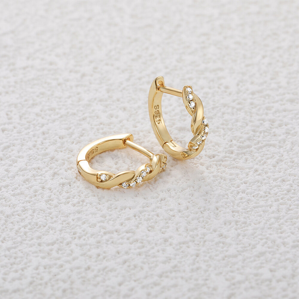 Classic Series Elegant Twist Circle S925   Gold Color  Moissanite Women's Moissanite Earrings h5 Picture3