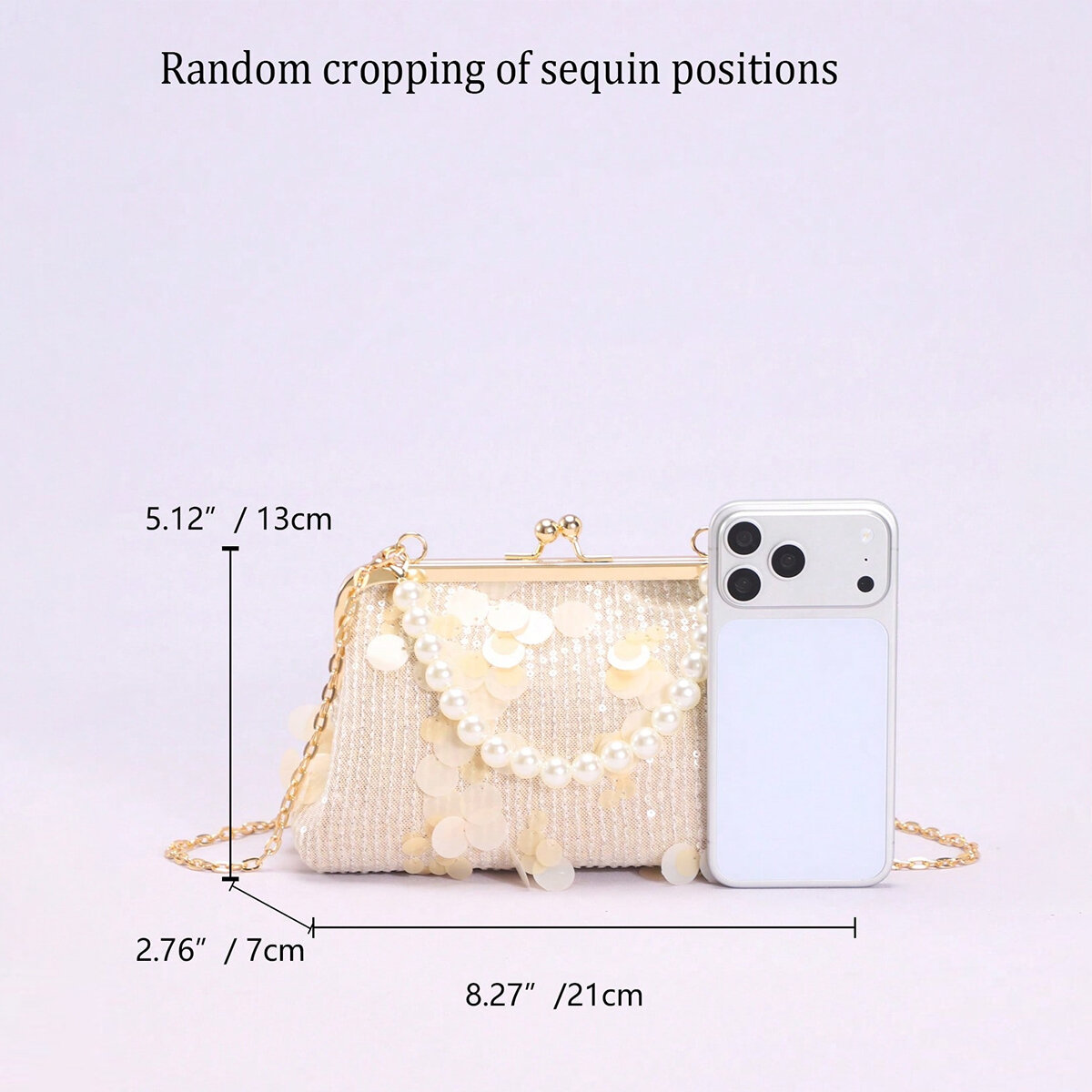 Sac à oreiller femme en PVC uni à sequins style soirée 