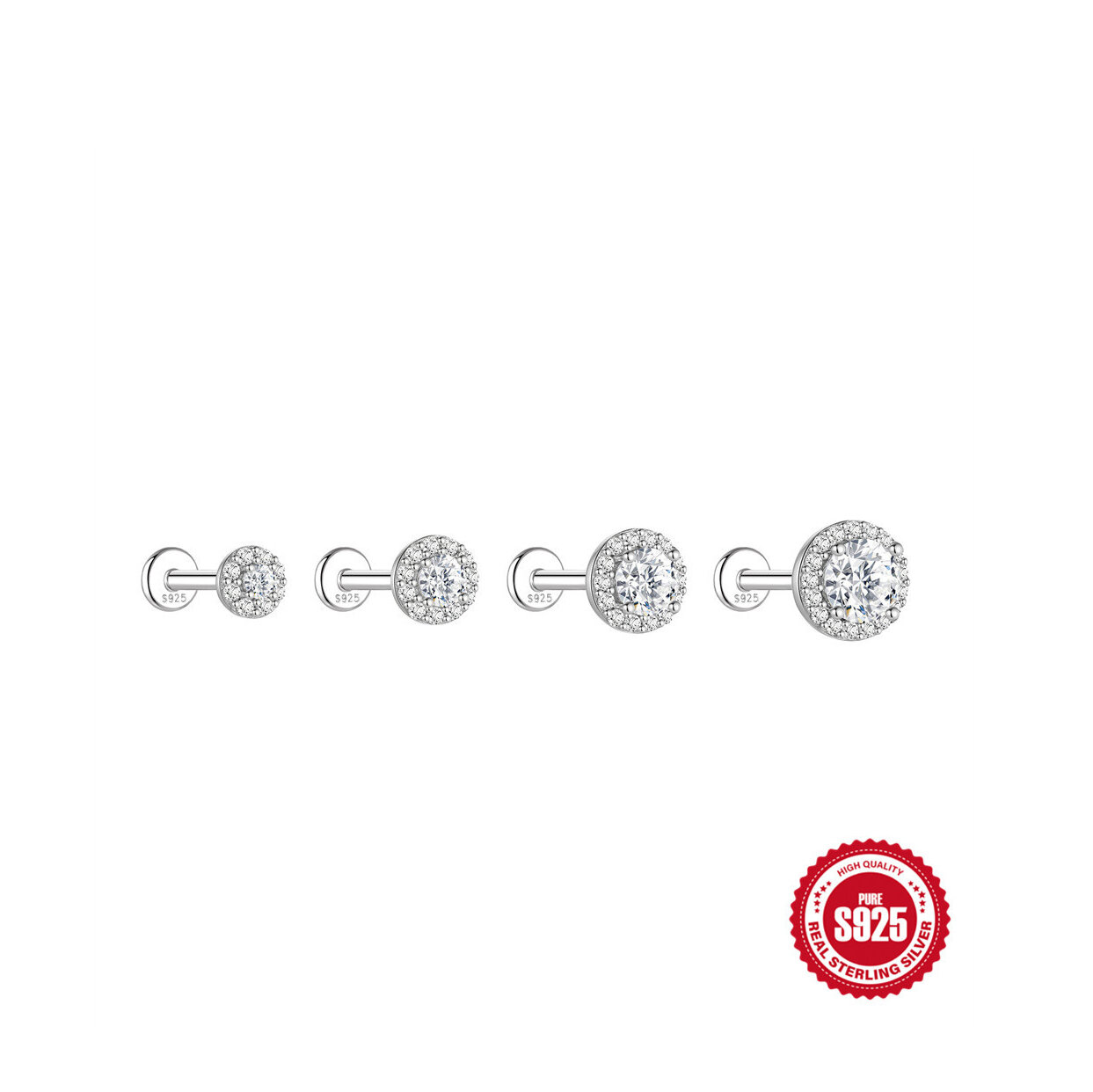 Elegant Circle 925 Sterling Silver Color Platinum Plating Moissanite Women's Moissanite Earrings