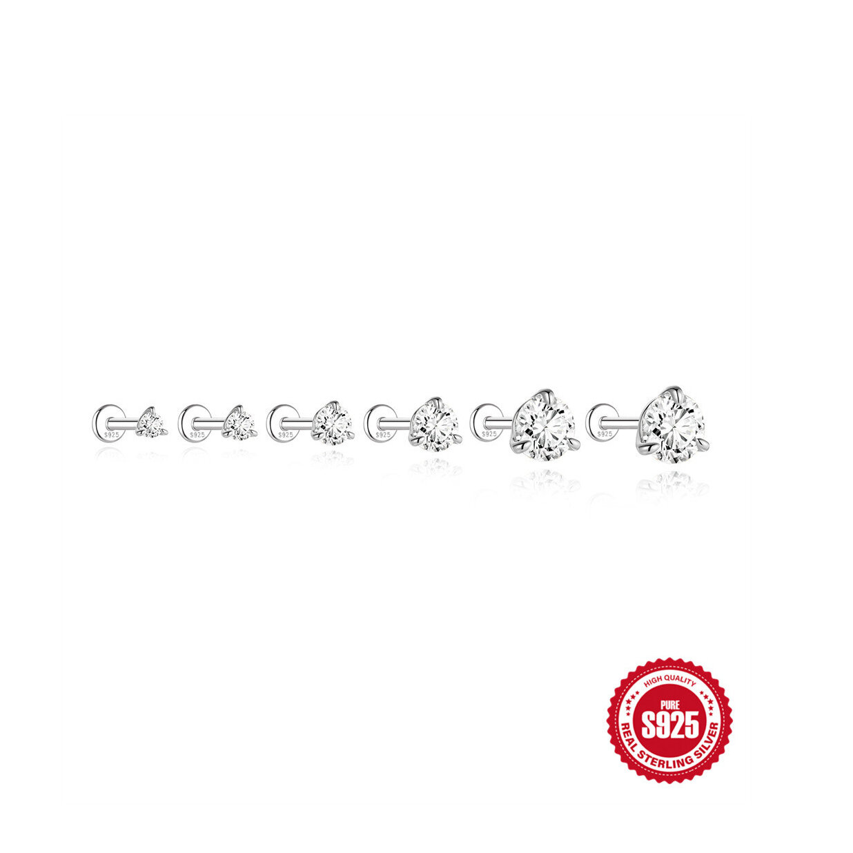 Simple Series Günlük Düzensiz Şekilli Daire S925 Platin Kaplama Kadın Moissanit Küpeler
