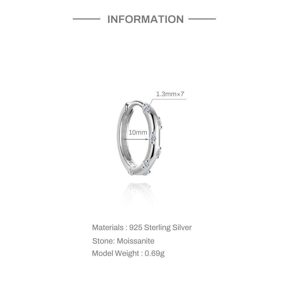 Simple Elegant Star Circle 925 Sterling Silver Color Platinum Plating Women's Moissanite Earrings h5 Picture2