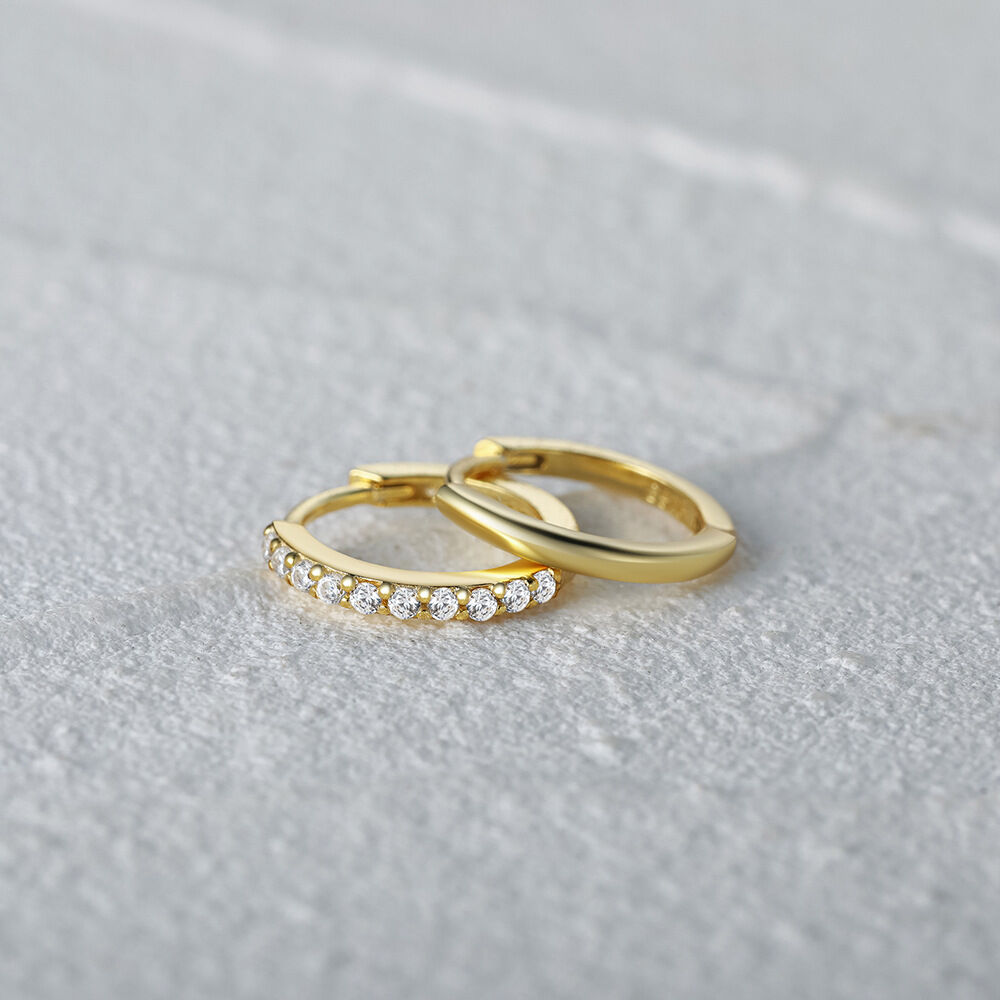 Simple Casual Irregular Shape S925   Gold Color  Zircon Women's 925 Sterling Silver Color Earrings Picture6