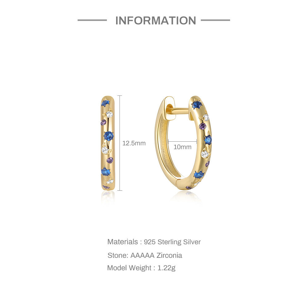 Minimalist Classic Circle S925 Gold Color Zircon Women's 925 Sterling Silver Color Earrings h5Picture2