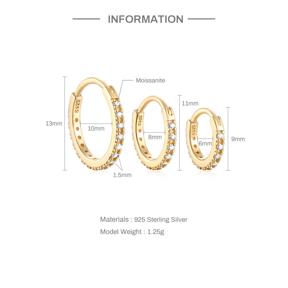 Simple Series Classic Circle S925 Gold Color Moissanite Women's Moissanite Earrings h5Picture2