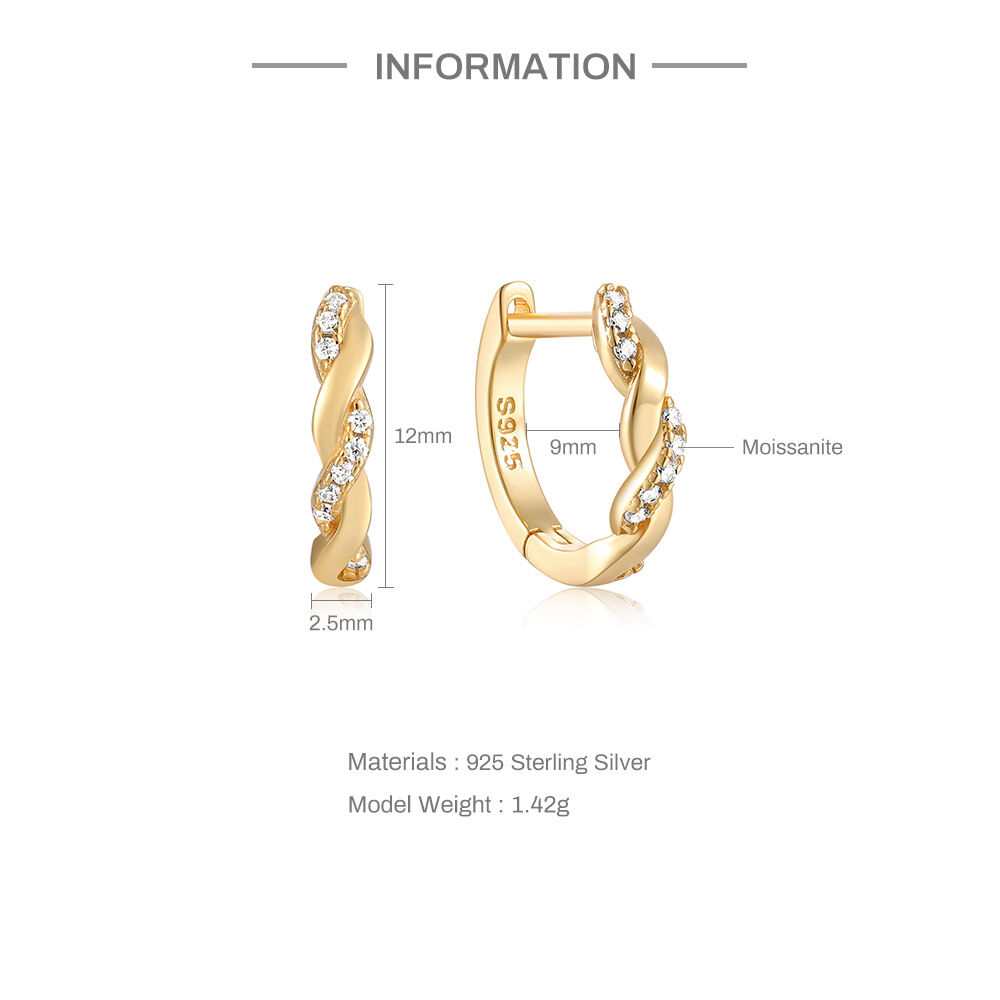 Classic Series Elegant Twist Circle S925   Gold Color  Moissanite Women's Moissanite Earrings h5 Picture2