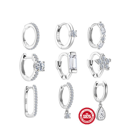 Eenvoudige retro oorbellen met druppelvormige cirkel en rechthoekige vorm, gemaakt van S925 platina en met moissanite steentjes, speciaal voor dames.
