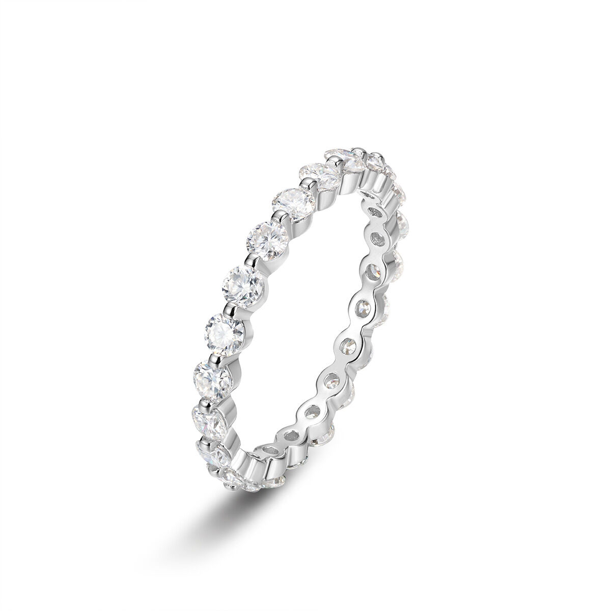 Bagues pour femmes en moissanite plaquée platine S925, élégantes et unies, de la collection classique