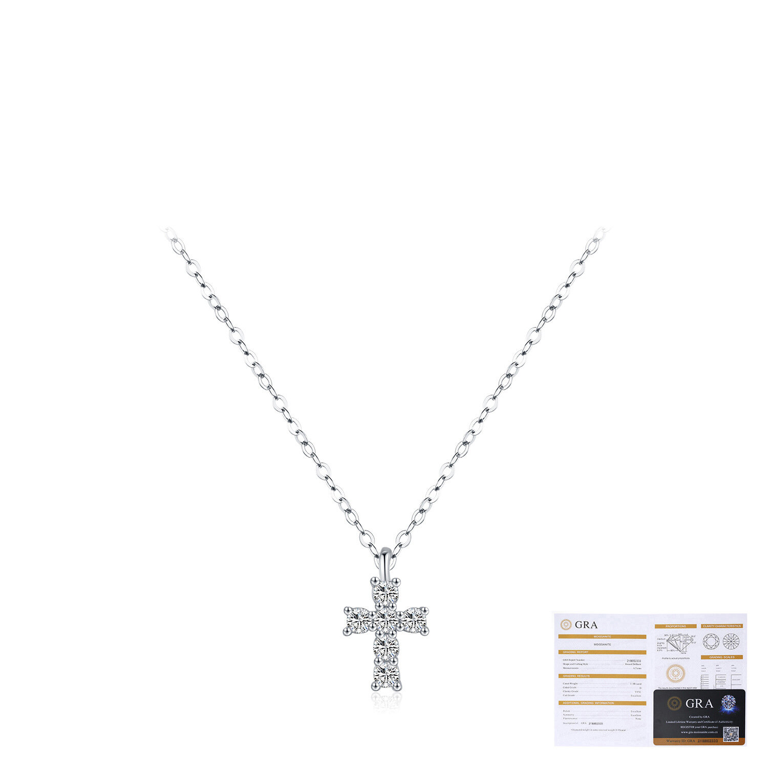 Luxurious Series Simple Cross S925 Rhodium Plating Moissanite Women's Moissanite Necklaces