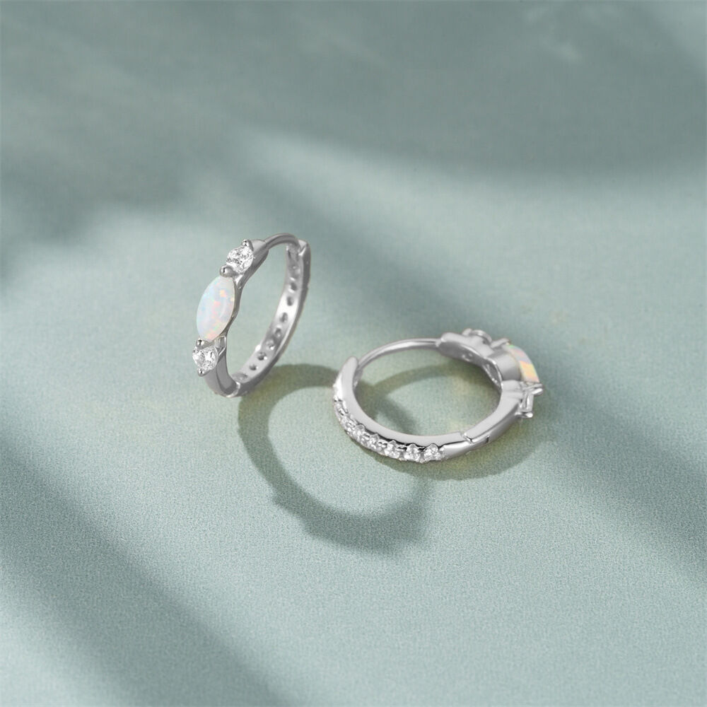 Simple Series Daily Circle S925   Gold Color  Natural Stone Women's 925 Sterling Silver Color Earrings h5 Picture3