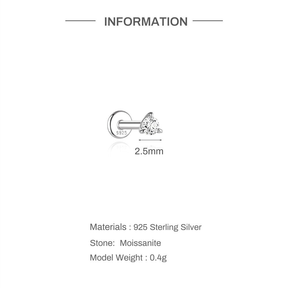 Simple Series Daily Irregular Shape Circle S925 Platinum Plating Women's Moissanite Earrings h5Picture2