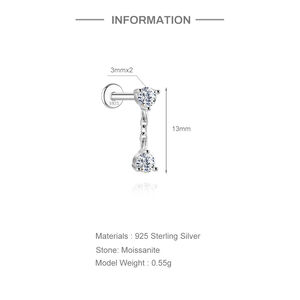 Simple Irregular Shape 925 Sterling Silver Color Platinum Plating Women's Moissanite Earrings h5 Picture4
