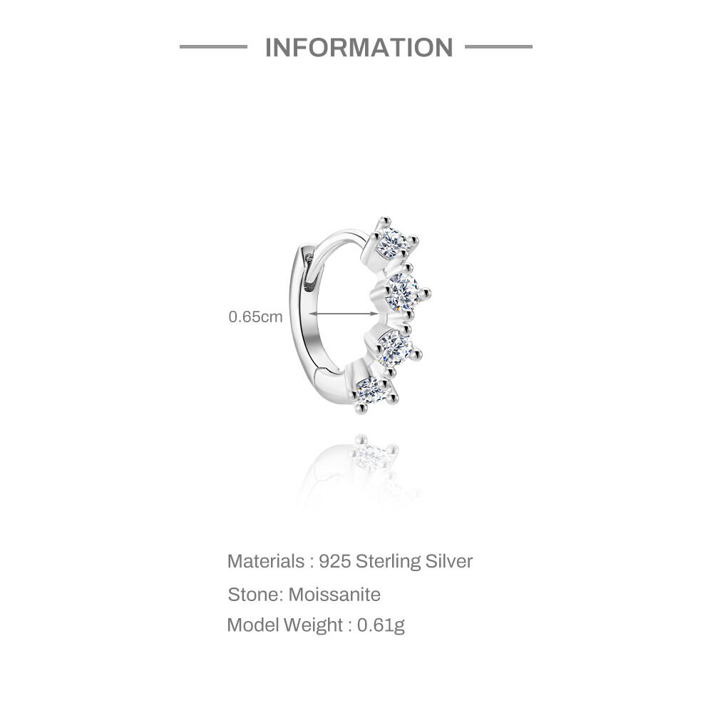 Minimalist Classic Circle Geometric Shape S925 Platinum Plating Moissanite Women's Moissanite Earrings h5 Picture2