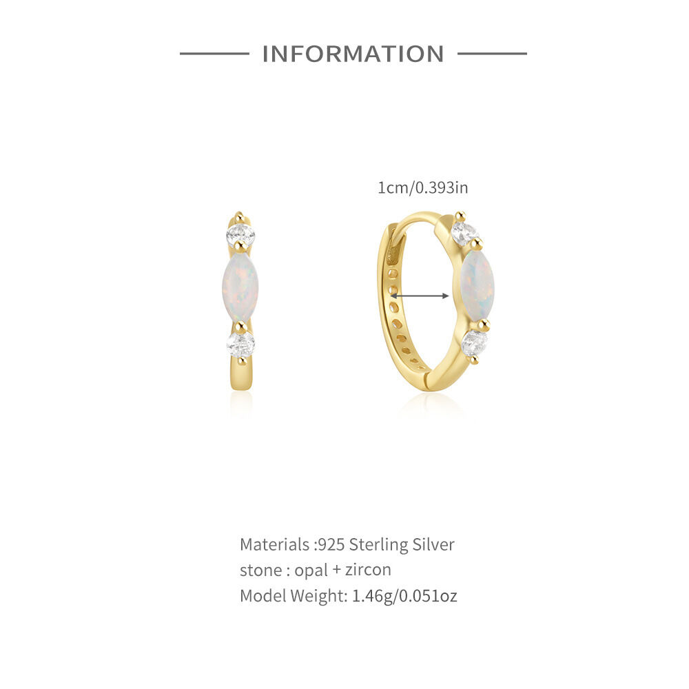 Simple Series Daily Circle S925   Gold Color  Natural Stone Women's 925 Sterling Silver Color Earrings Picture5