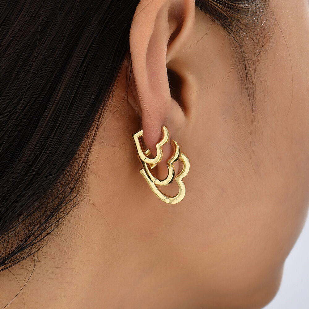 Pendientes de aro para mujer de la serie Simple Classic Heart Star en color cobre y oro.