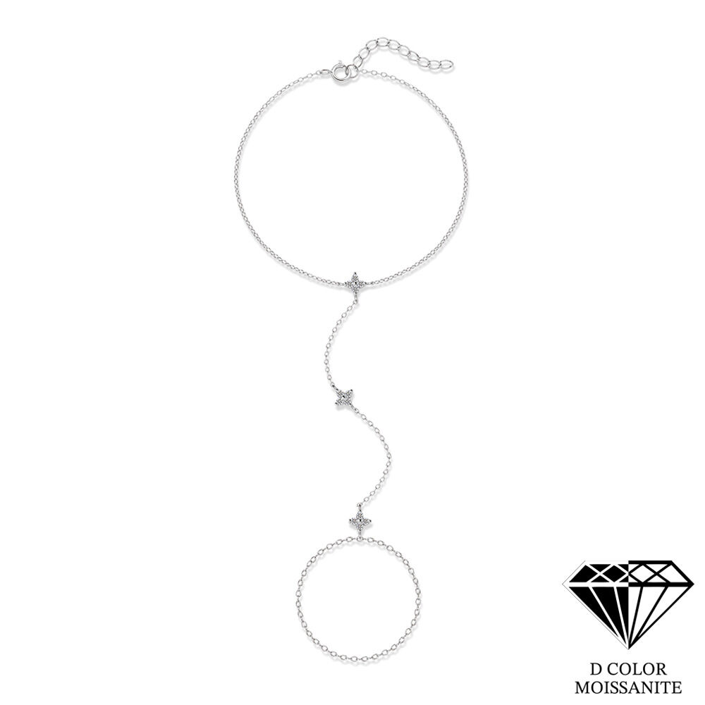 Elegante Damenarmbänder aus 925er Sterlingsilber mit Moissanit in Sternfarbe und Platinplattierung h5 Bild3