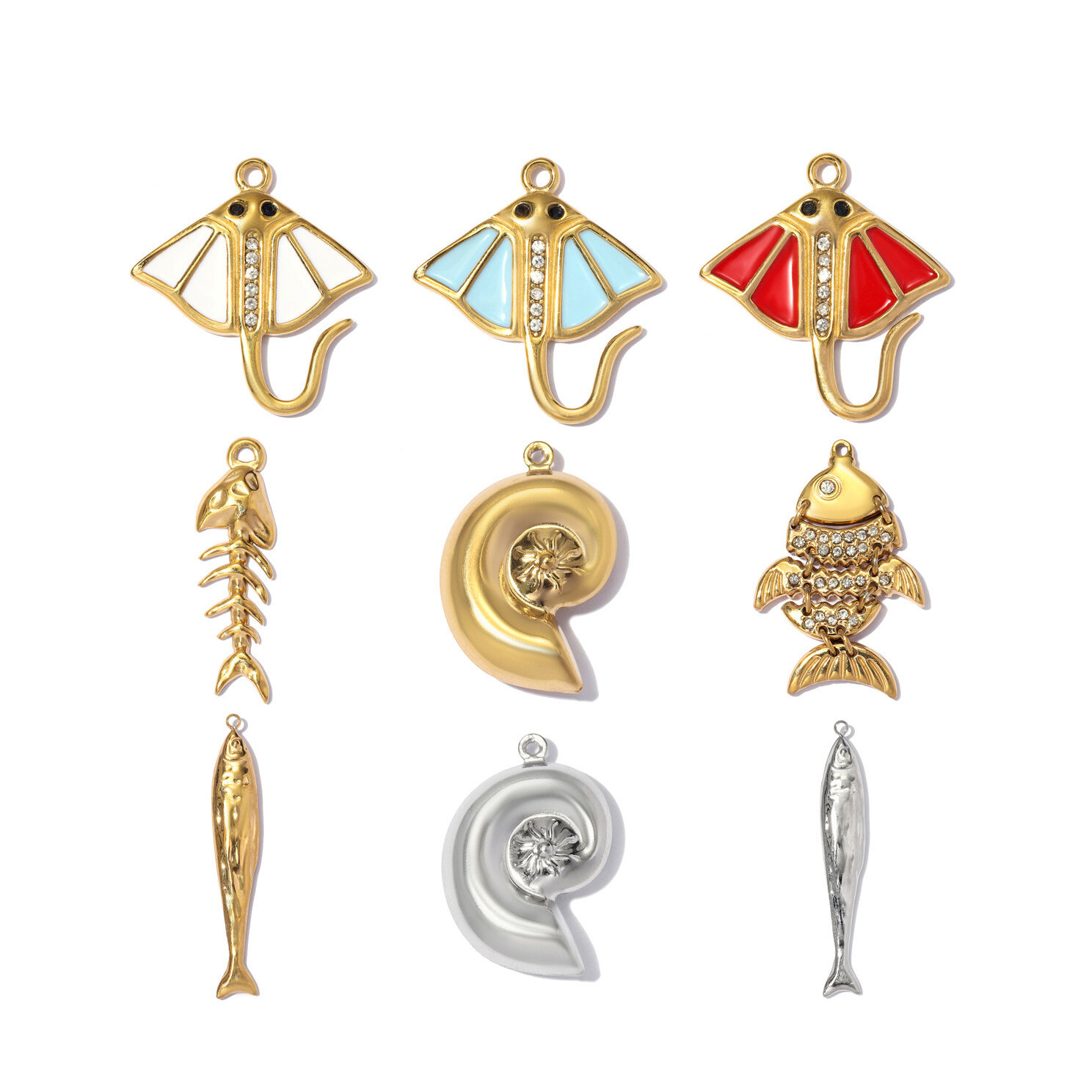 Simple Series Diy Oceanic Style Fish Stainless Steel Waterproof Gold Color Women's Pendants