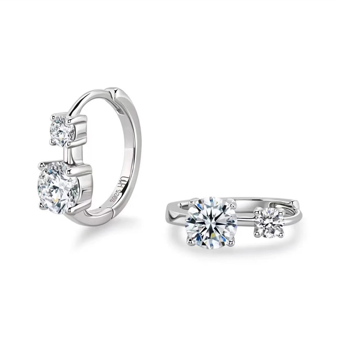 Luxurious Simple Retro Circle S925   Gold Color  Moissanite Women's Moissanite Earrings 