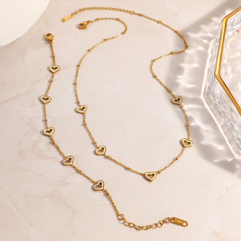 Simple Series Elegant Heart Chain Stainless Steel Waterproof Gold Color Women's Chain Necklaces