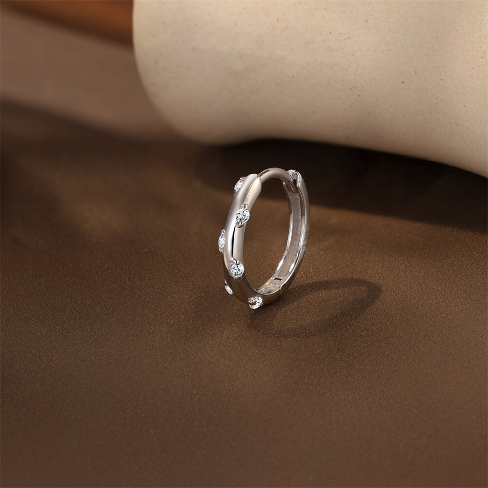 Simple Elegant Star Circle 925 Sterling Silver Color Platinum Plating Women's Moissanite Earrings h5Picture3